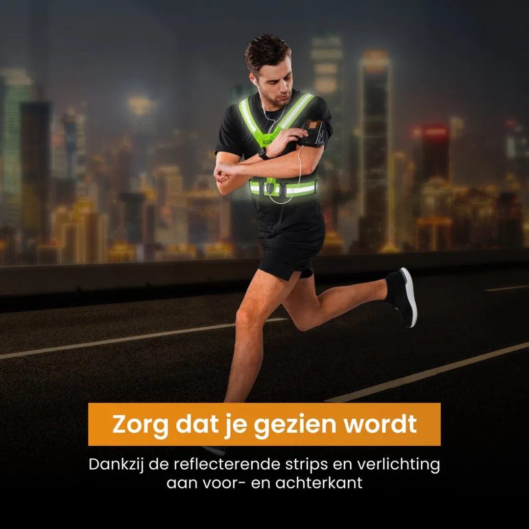 R2B Hardloopset Enschede - Telefoonhouder t/m 6 inch + Verlicht Vest