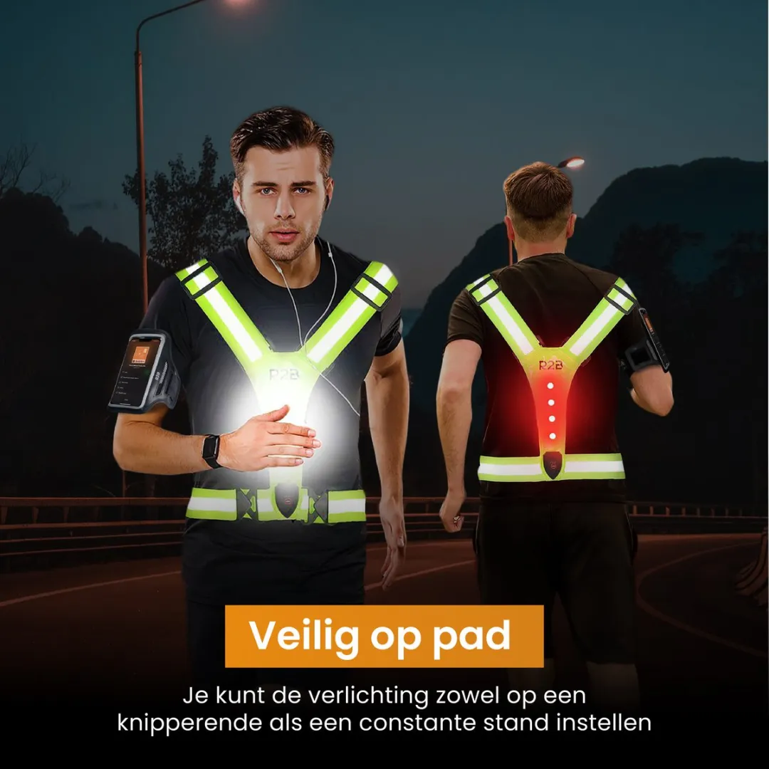 R2B Hardloopset Enschede - Telefoonhouder t/m 6 inch + Verlicht Vest