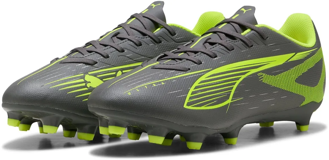 PUMA Ultra 5 Play FG/AG Voetbalschoenen 44.5 - Donkergrijs/Limegroen