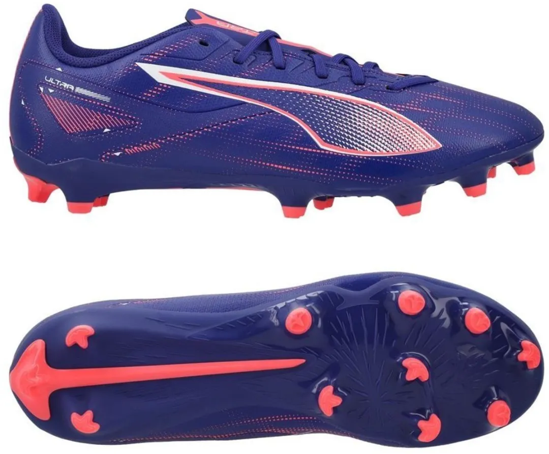 PUMA Ultra 5 Play FG/AG Voetbalschoenen 44.5 - Donkergrijs/Limegroen