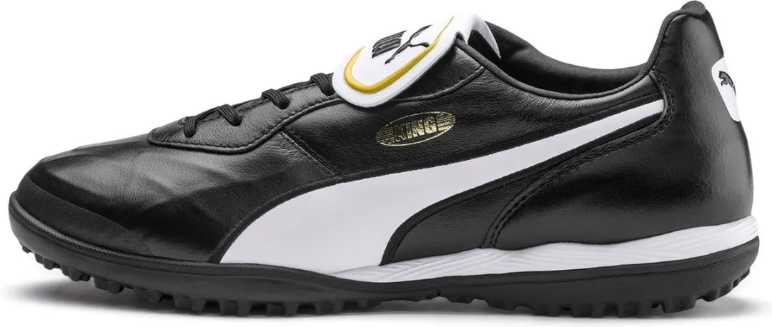 PUMA King Top TT Voetbalschoenen - Maat 40 - Zwart/Wit/Goud