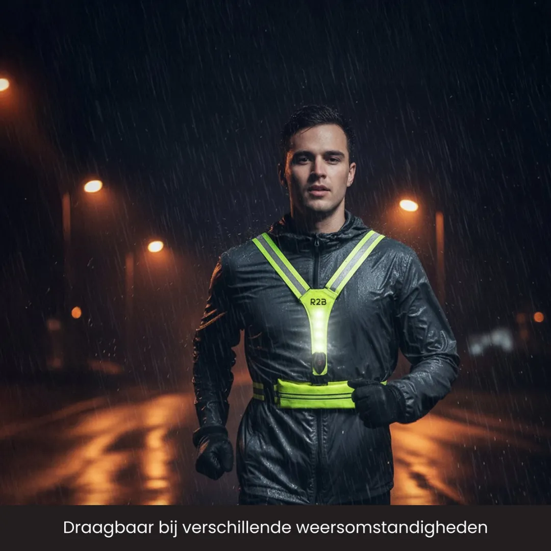 R2B Hardloopvest Neongeel - USB-C Oplaadbaar