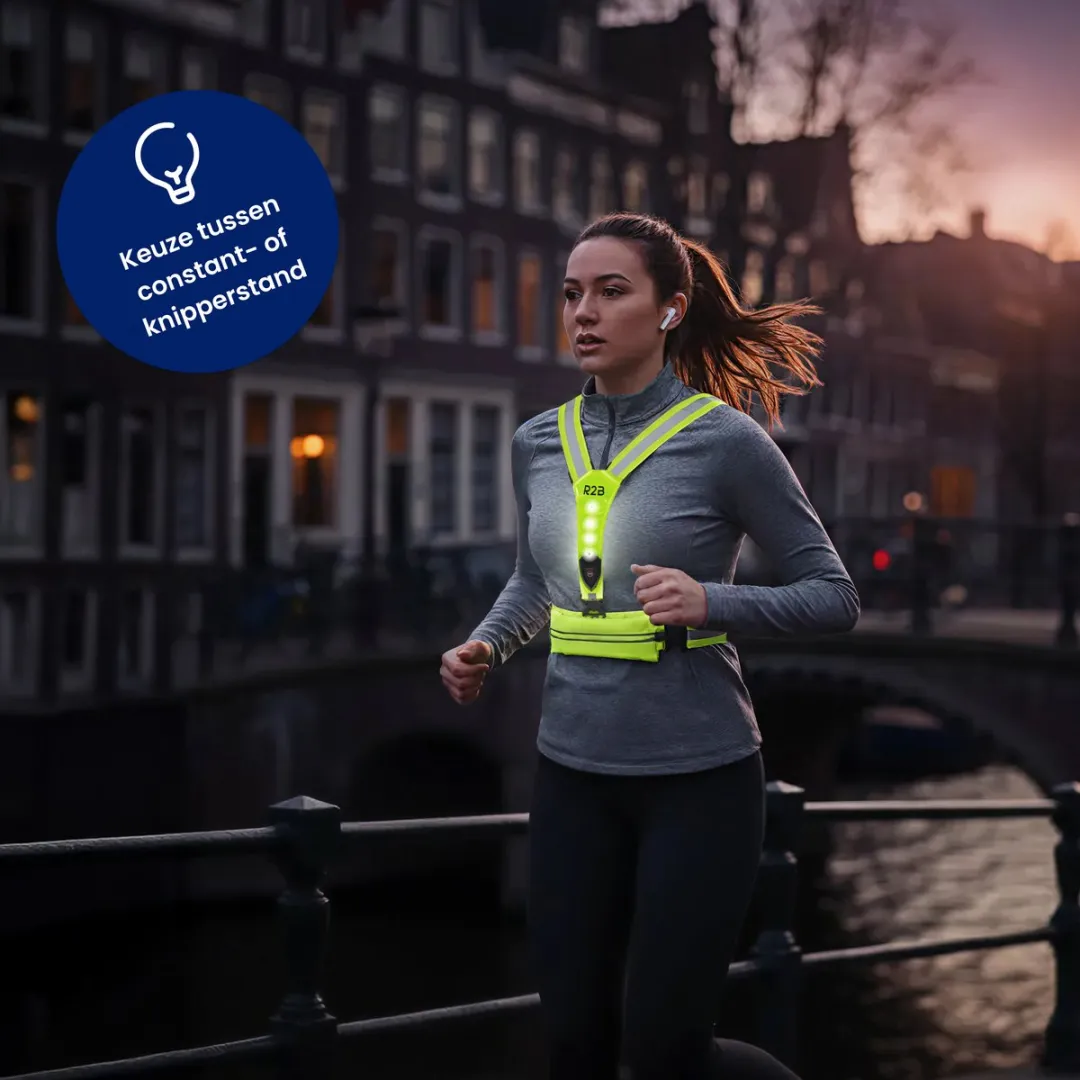 R2B Hardloopvest Neongeel - USB-C Oplaadbaar