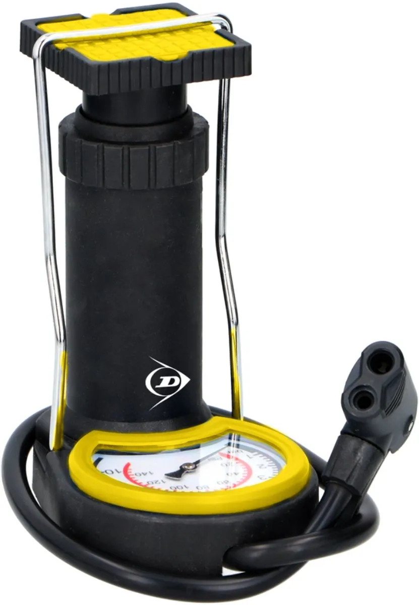 Dunlop Mini Voetpomp - 466g - Zwart/Geel