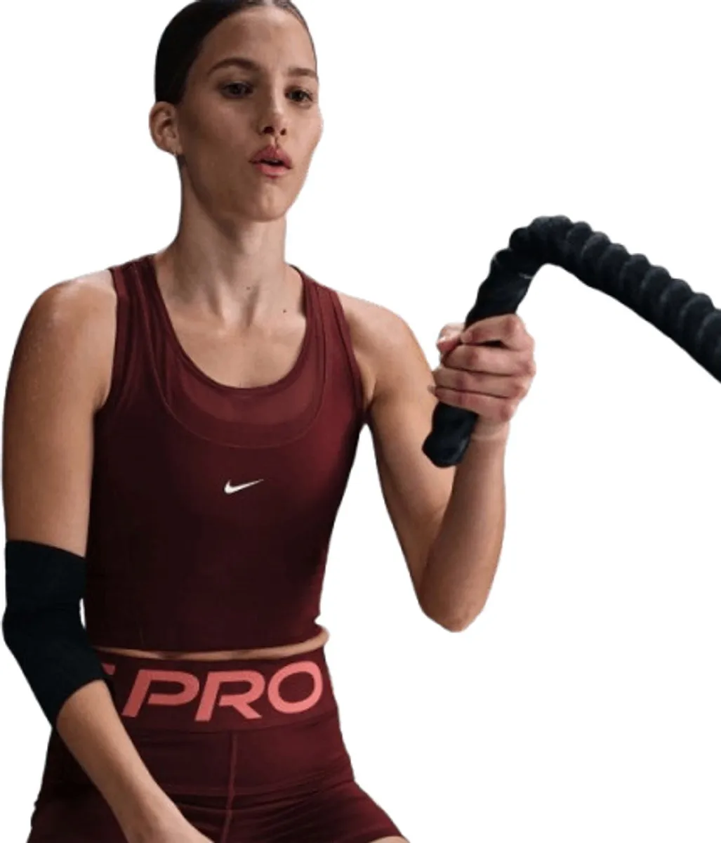 Nike Pro Dri-FIT Cropped Tanktop - Maat L - Rood/Wit