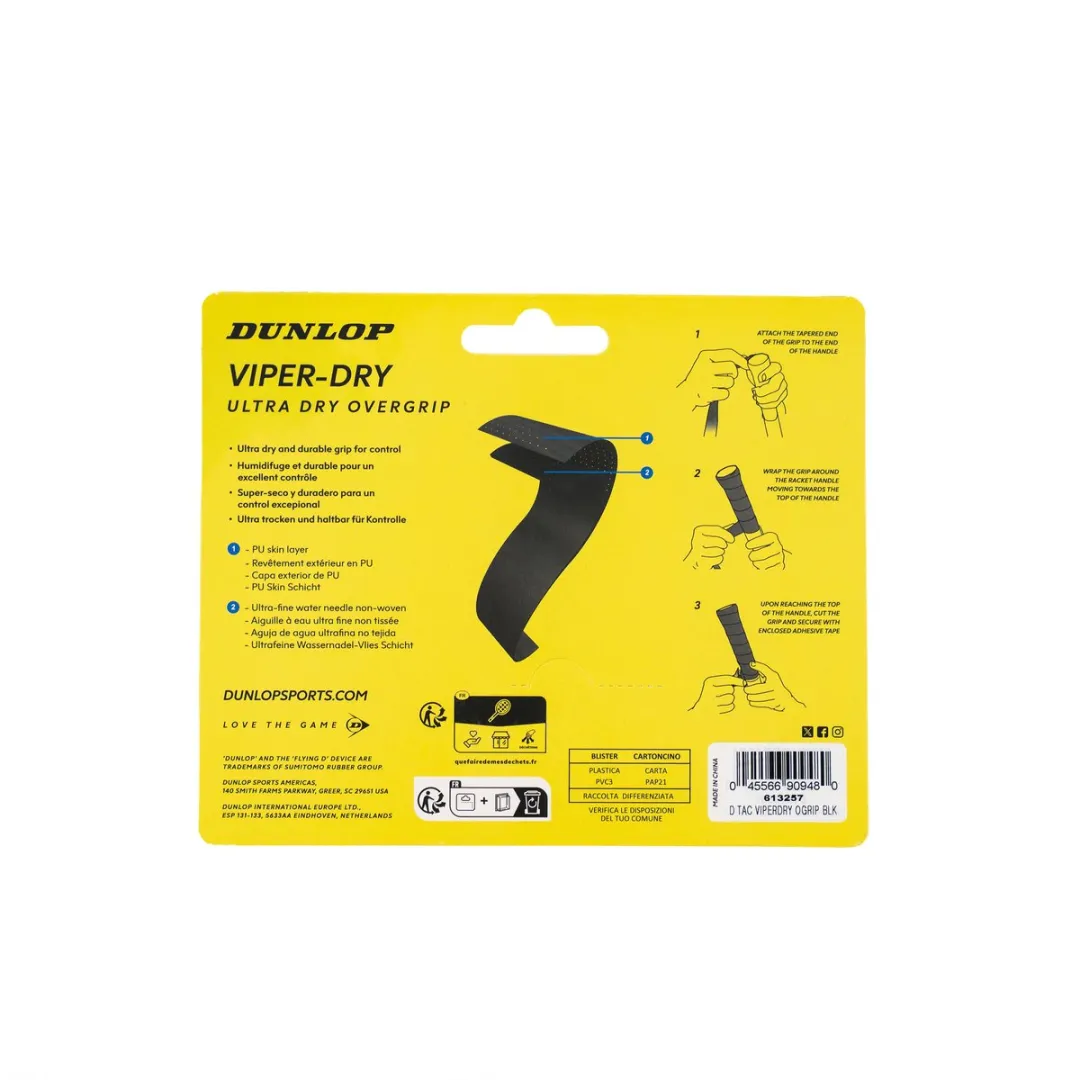 Dunlop ATP Viper-Dry Overgrip - 3 Stuks - Zwart