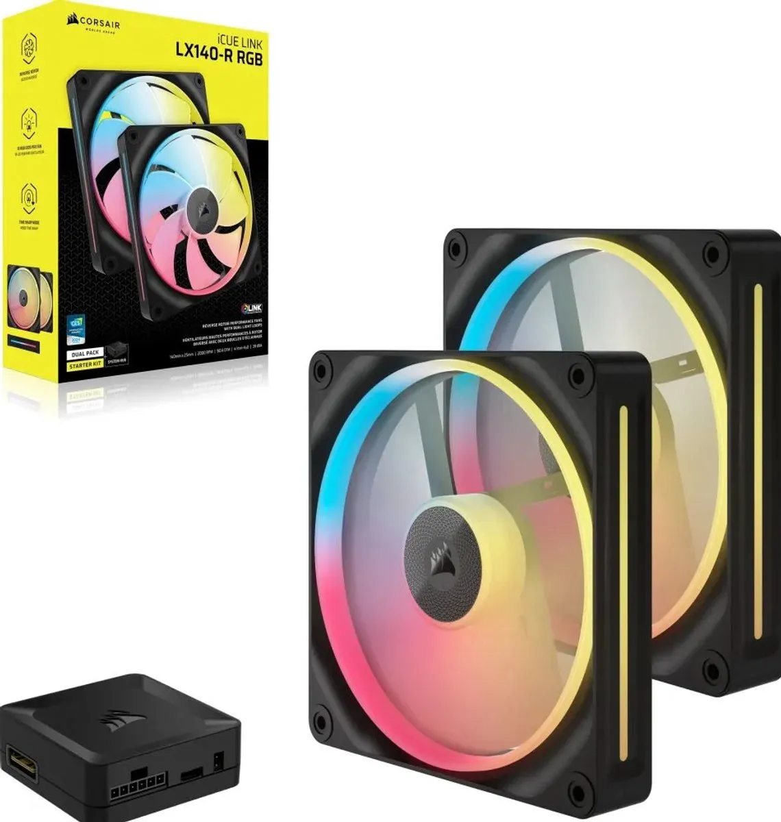 Corsair iCUE LINK LX140-R RGB 140mm Ventilatoren Starter Kit - 2 Stuks - CO-9051052-WW