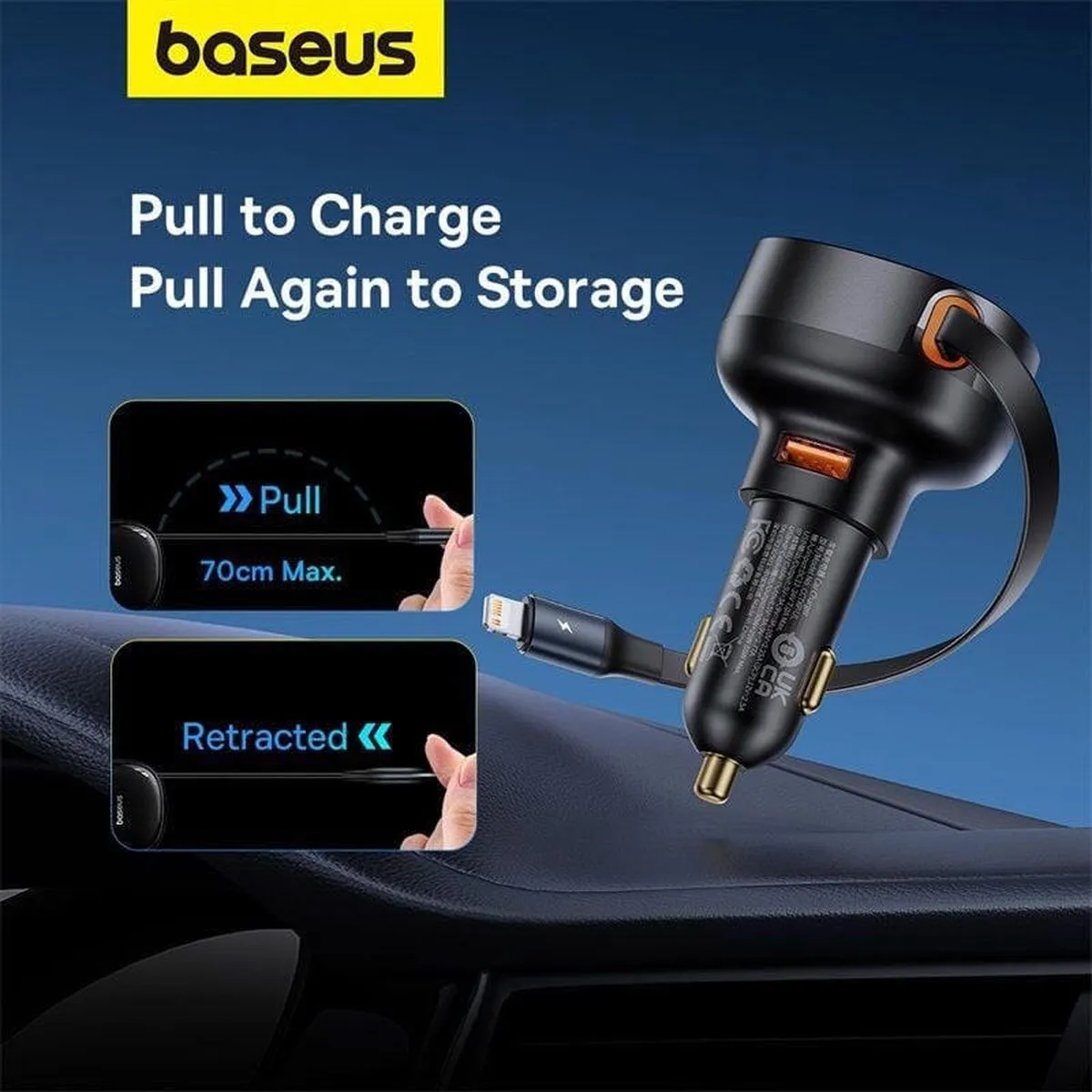 Baseus Enjoyment Autolader 55W - 2x USB - Zwart