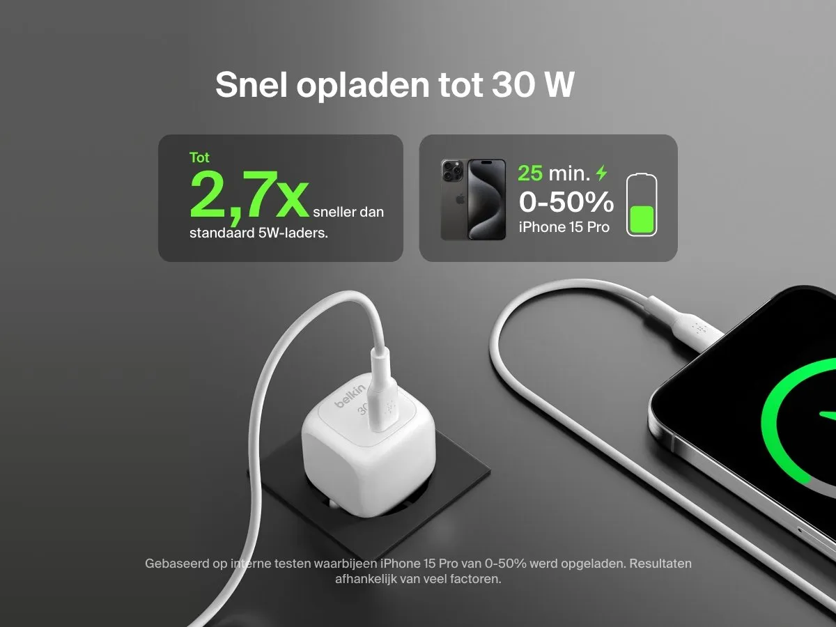Belkin WCA008kq1MWH-B6 USB-C Wandlader 30W - Wit