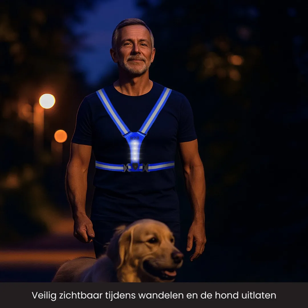 R2B Hardloopverlichtingsvest Blauw - USB-C - One Size