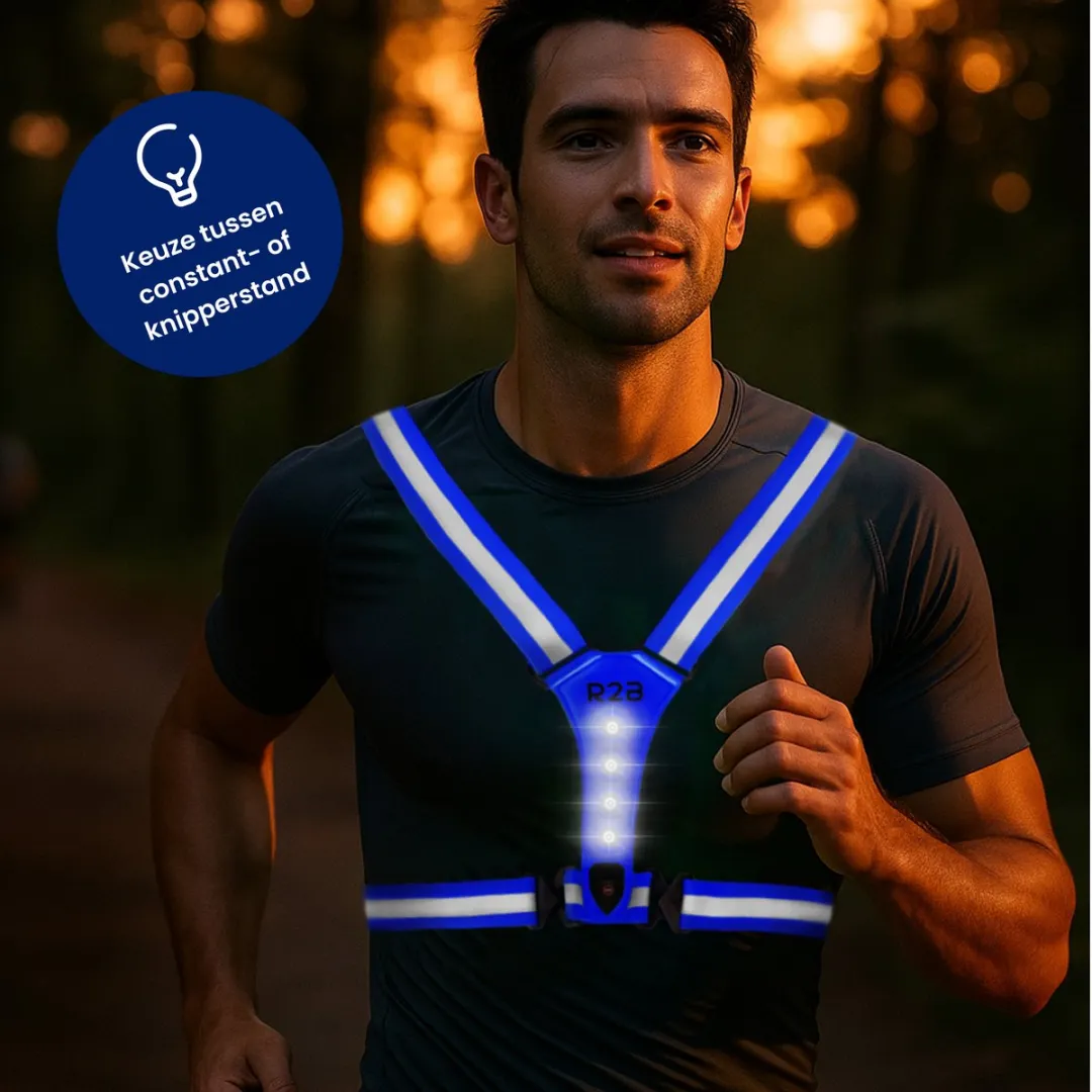 R2B Hardloopverlichtingsvest Blauw - USB-C - One Size