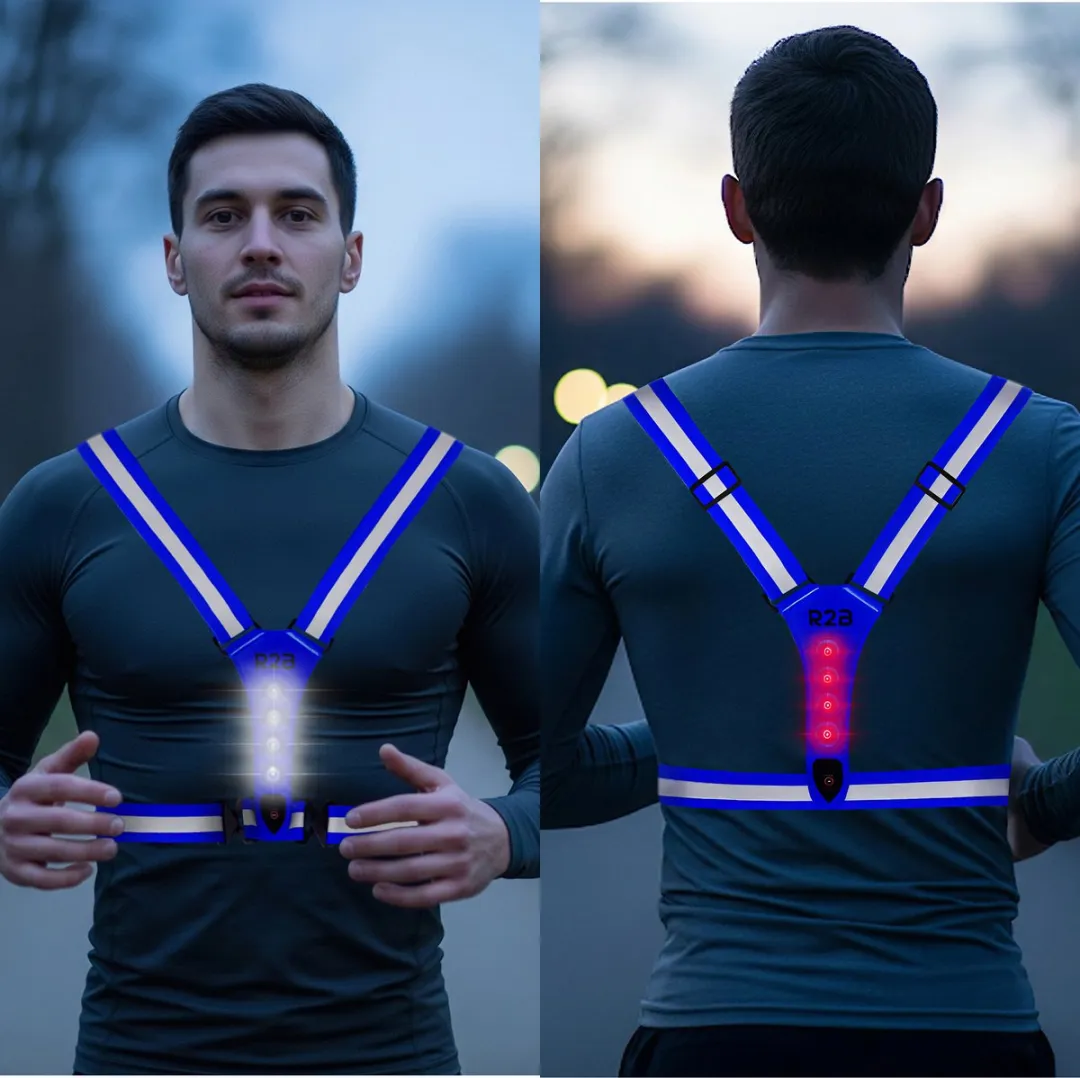R2B Hardloopverlichtingsvest Blauw - USB-C - One Size