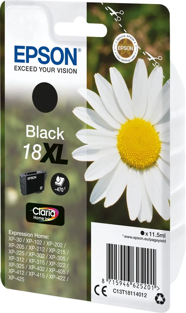Epson 18XL Inktcartridge Zwart C13T18114010