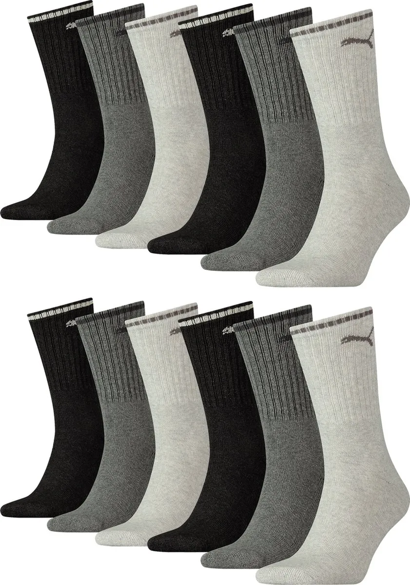 PUMA Tennissokken Crew - 12 Stuks - Anthracite/Grijs