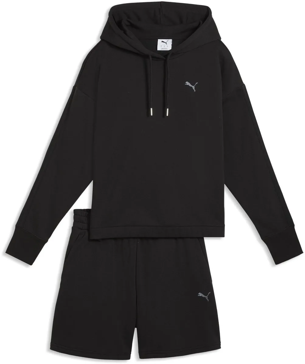 PUMA Short Hooded Relaxed Suit Dames Trainingspak - M - Puma Black