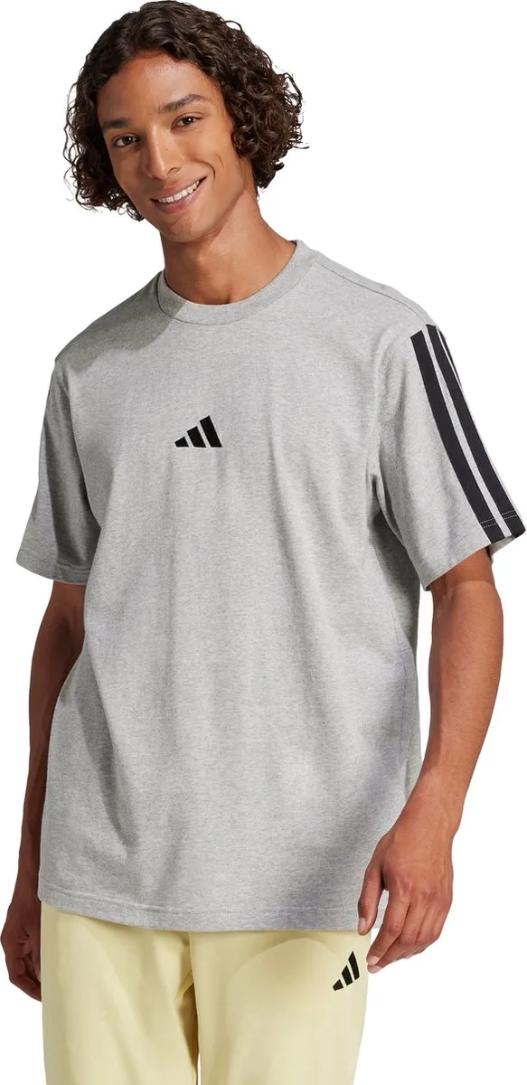 adidas Essentials 3-Stripes T-shirt Heren Grijs XXL - afbeelding 2 van 6