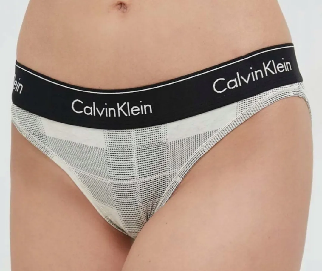 Calvin Klein Damesondergoed Beige Ruitjes 2XL