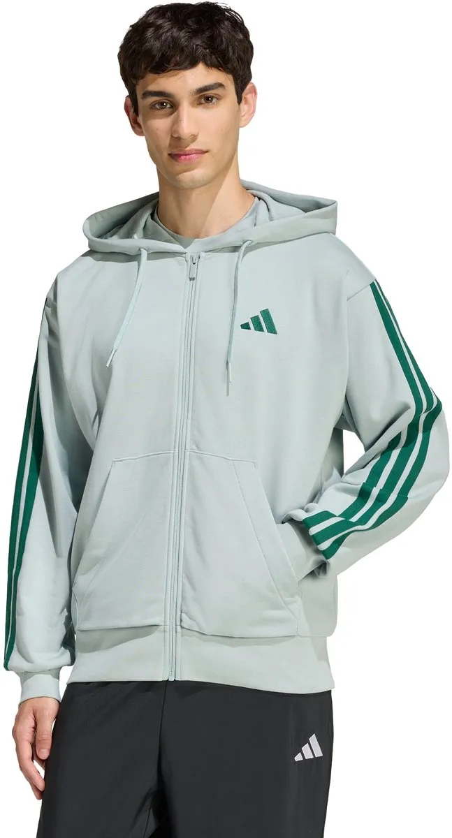 adidas Essentials 3-Stripes French Terry Ritshoodie KD4903 - Groen - XXL