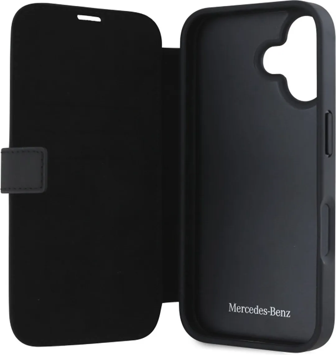 Mercedes-Benz Bookcase Hoesje iPhone 16 - Effen Zwart - MagSafe