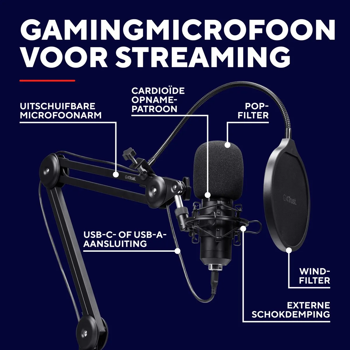 Trust GXT 270 Emita II+ Streamingmicrofoon - Zwart