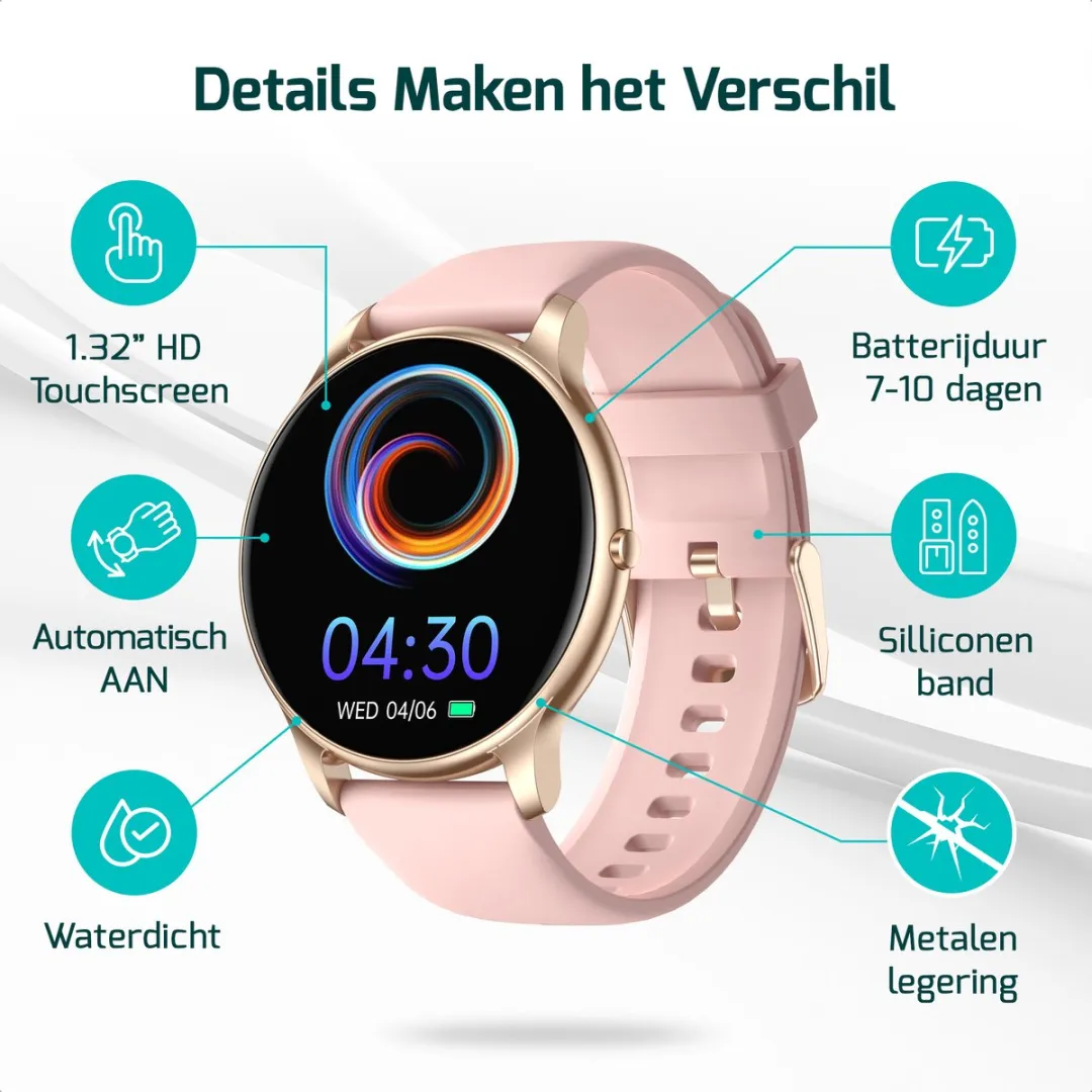 FITAGE Sporthorloge GPS - Roze 47mm