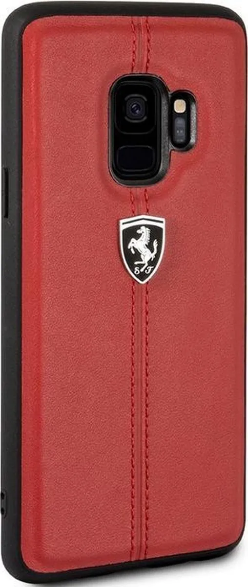 Ferrari Stripe Leather Hard Case Samsung Galaxy S9 - Rood