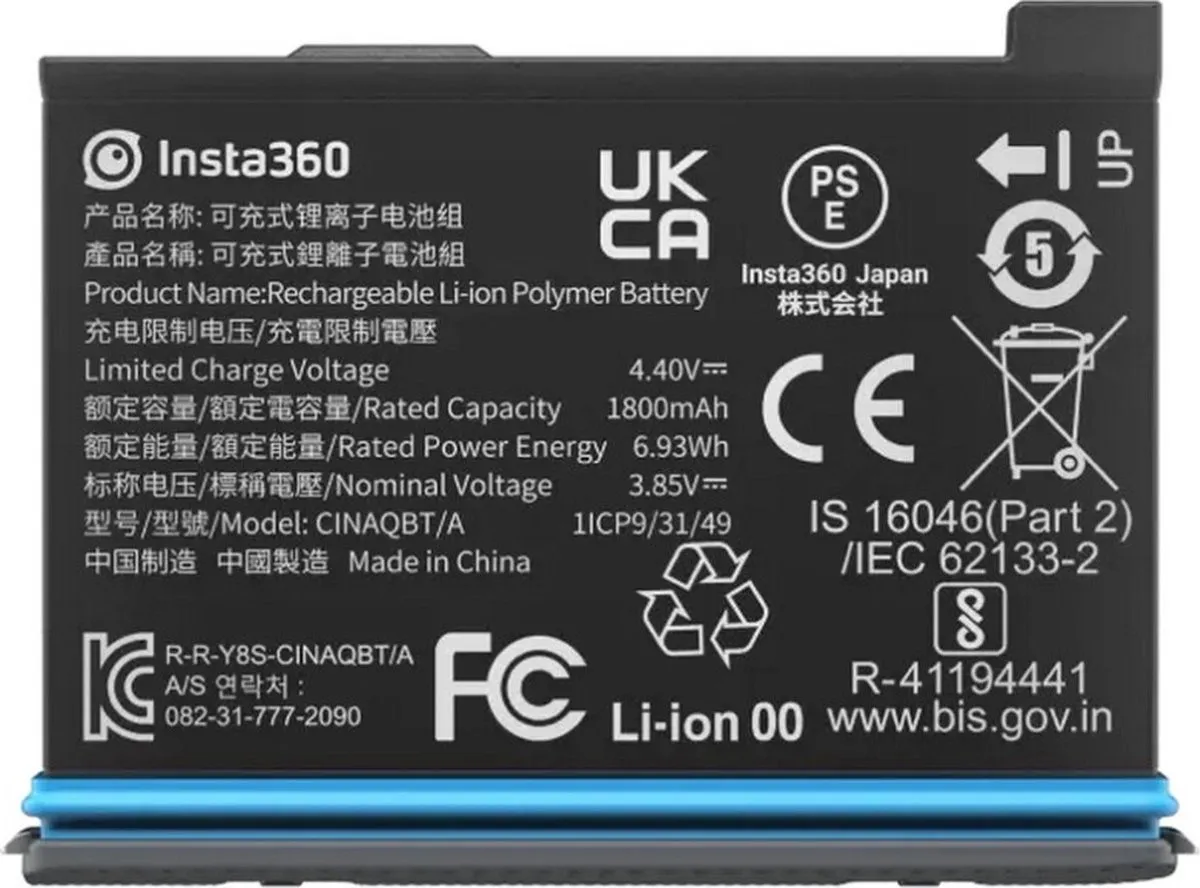 Insta360 X3 Batterij - Dual Pack 2x1800mAh
