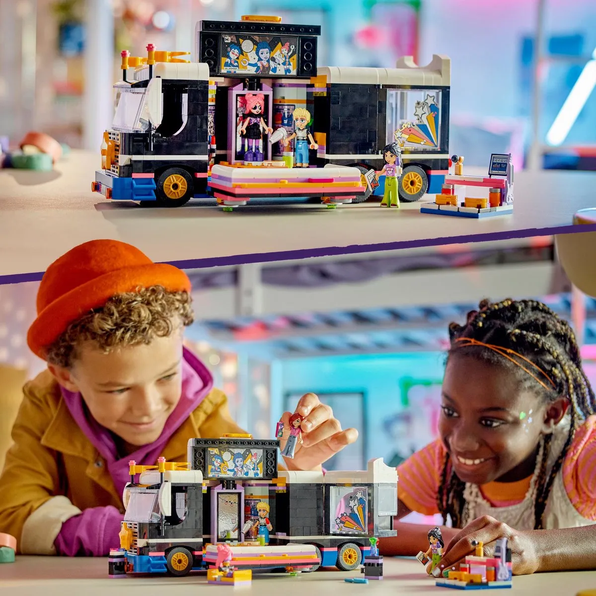LEGO Friends Toerbus van Popster 42619 - 4 Minifiguren