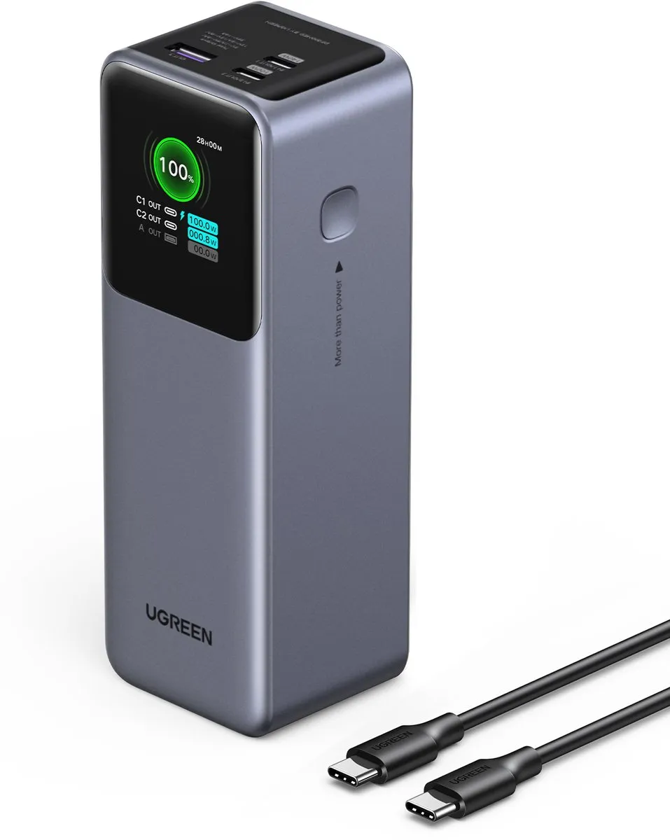 UGREEN 25000mAh Powerbank 200W - 3x USB-C - Grijs