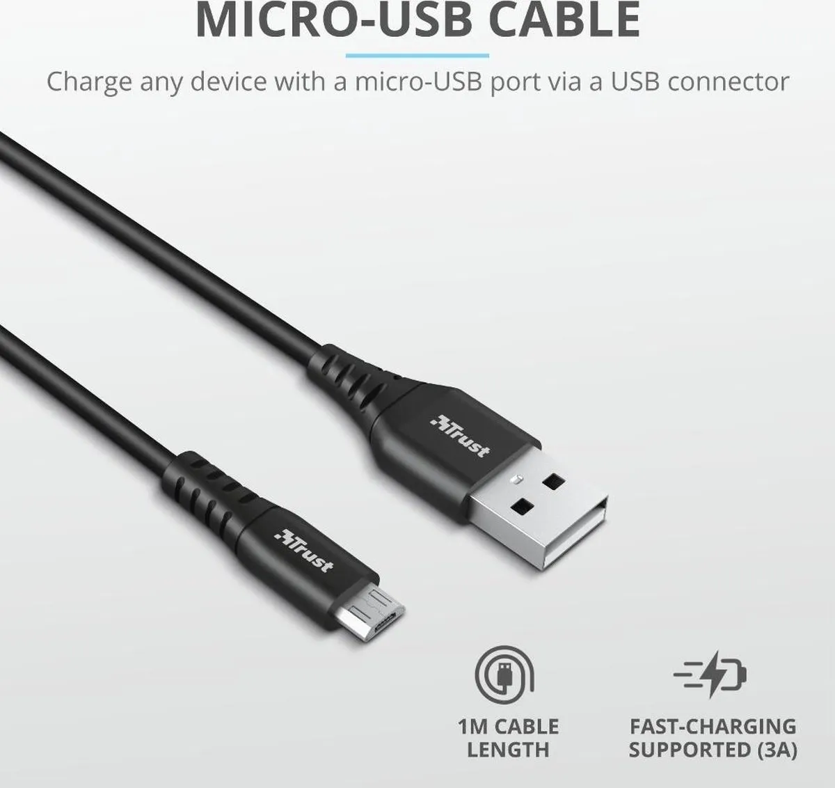 Trust Ndura USB naar Micro-USB Kabel 23567 - 1m - Zwart