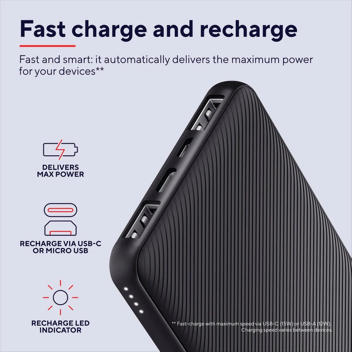 Trust Primo Powerbank 23595 - 10000mAh - 15W - Zwart