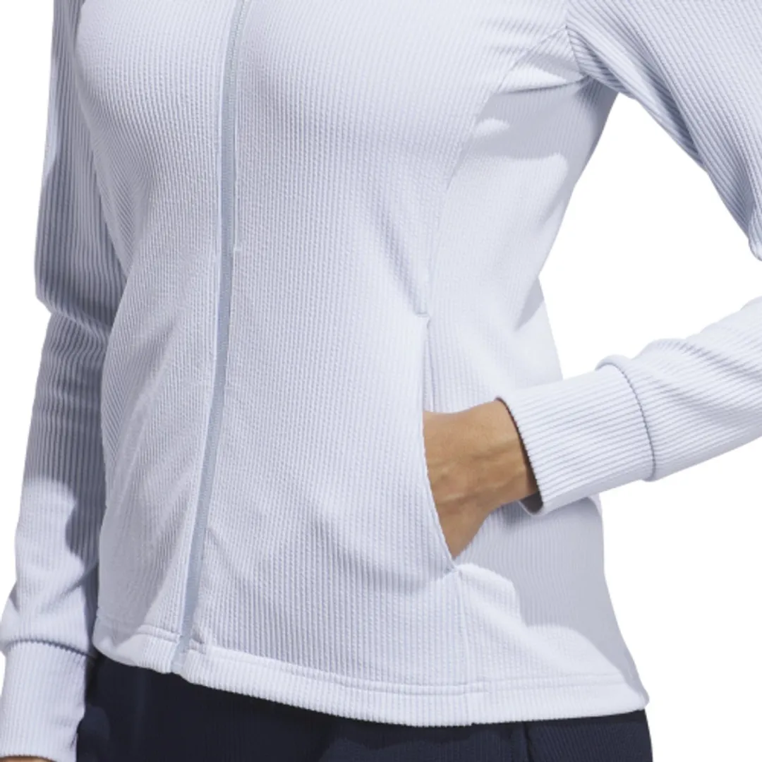Adidas Dames W Textured Golfvest Lichtblauw KC2074