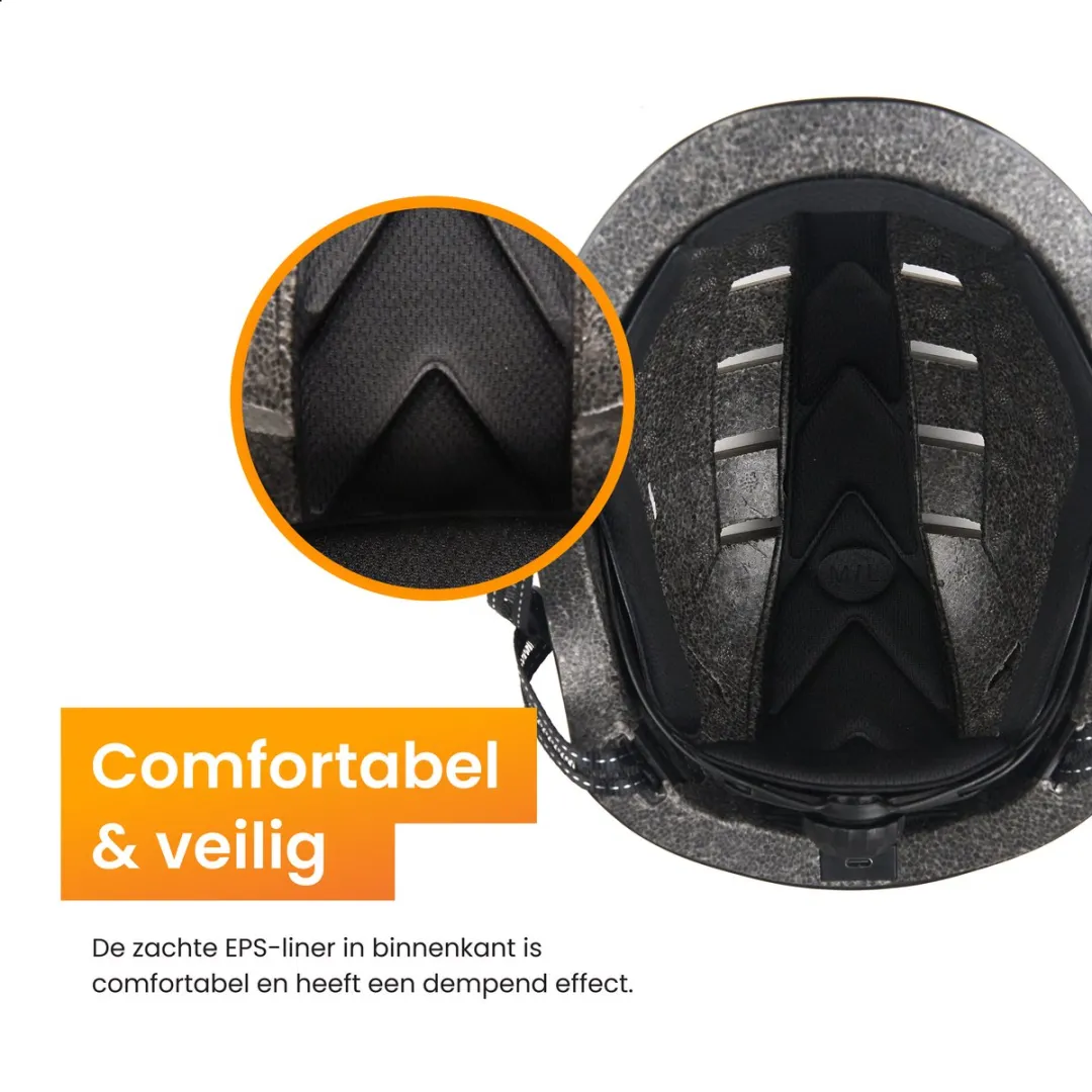 R2B Fietshelm S - LED Verlichting - 48-52 cm - Zwart