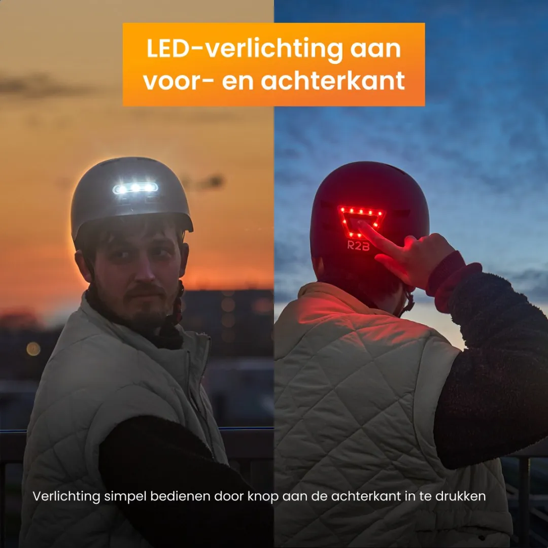 R2B Fietshelm S - LED Verlichting - 48-52 cm - Zwart