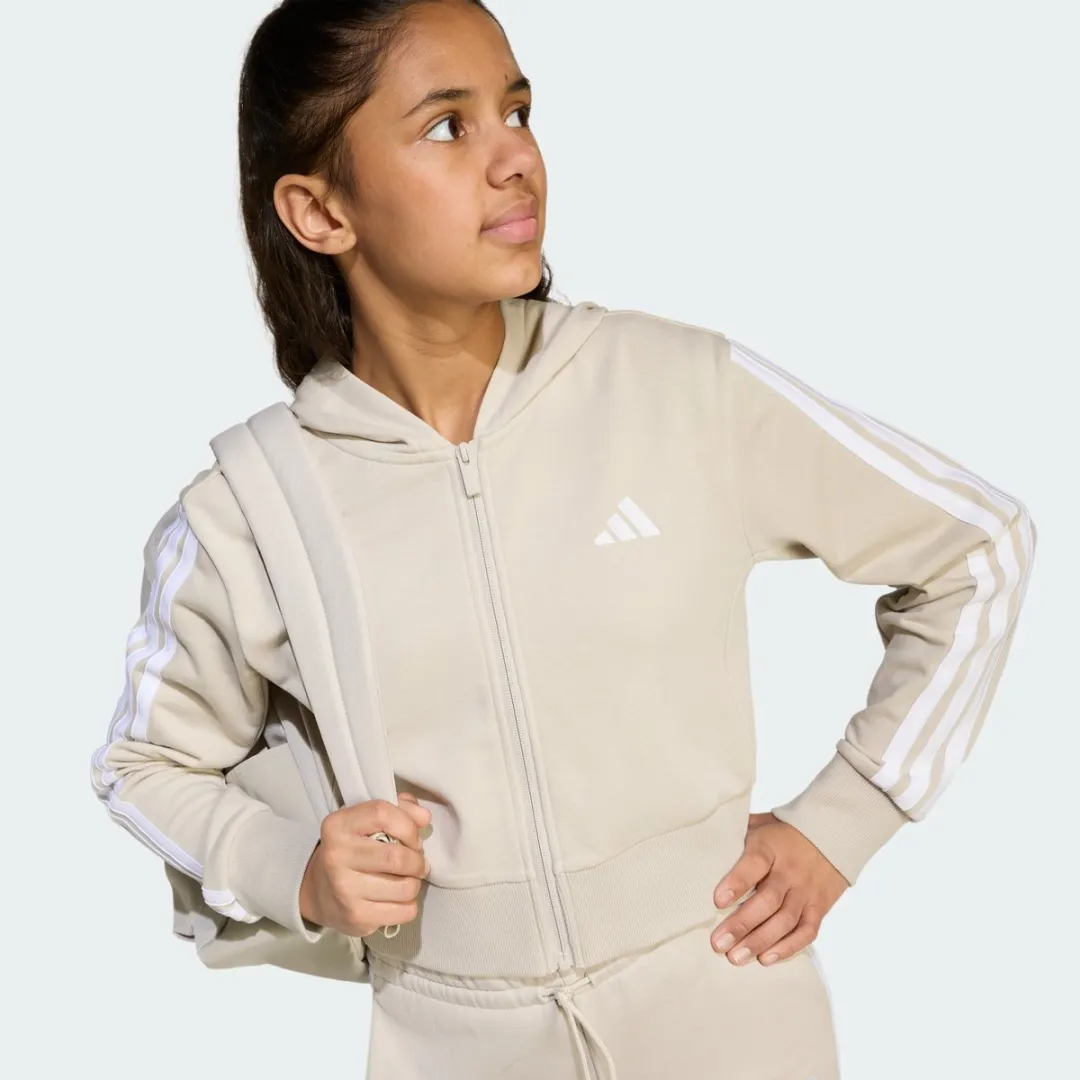 adidas Sportswear Essentials Ritshoodie Kids KB7300 - 140 Beige - afbeelding 6 van 6