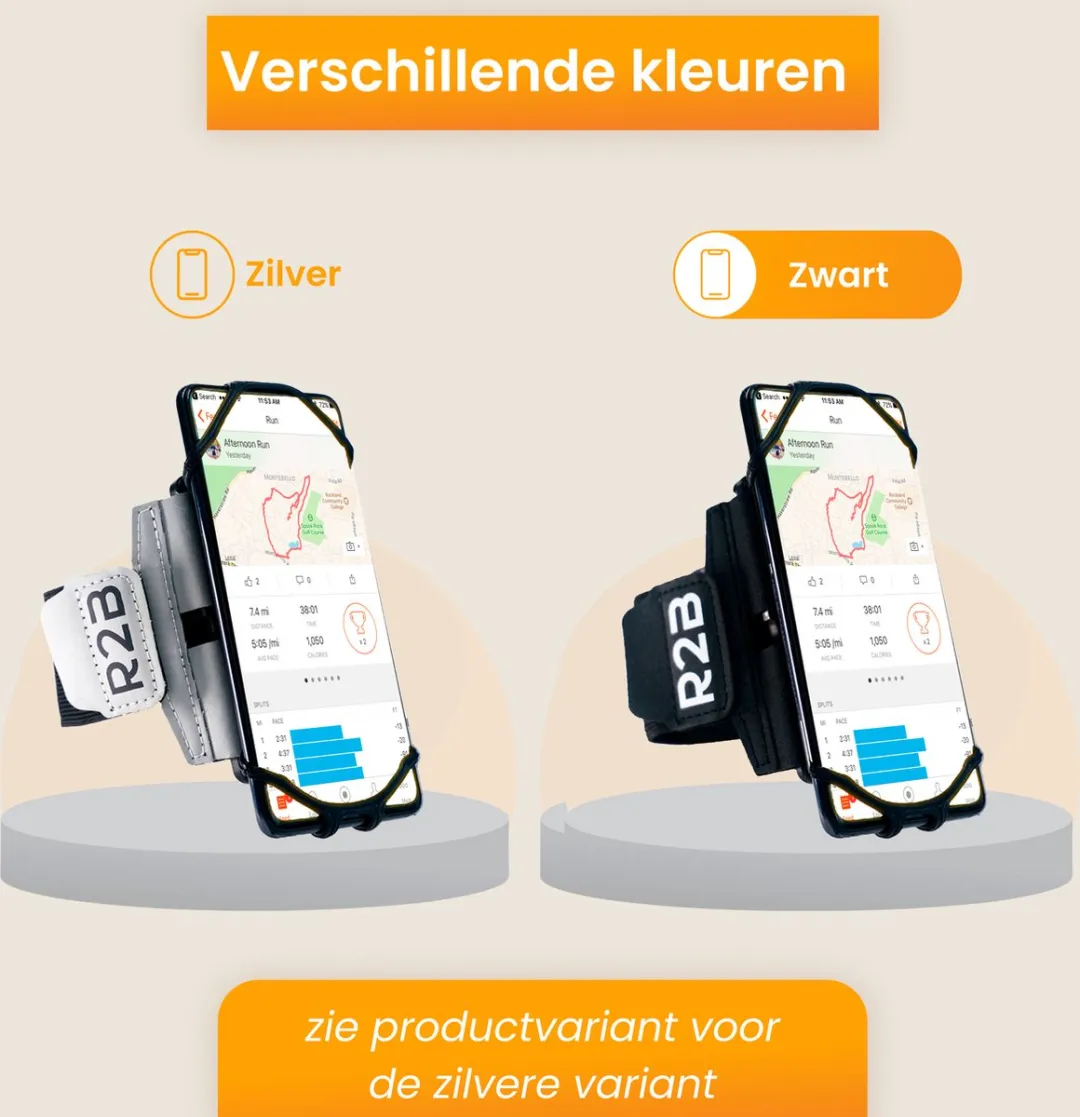 R2B Hardloop Telefoonhouder Hengelo - 360° Rotatie - Zwart