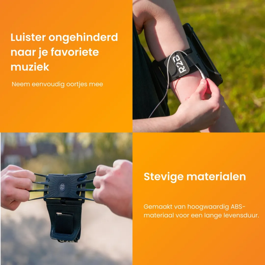 R2B Hardloop Telefoonhouder Hengelo - 360° Rotatie - Zwart