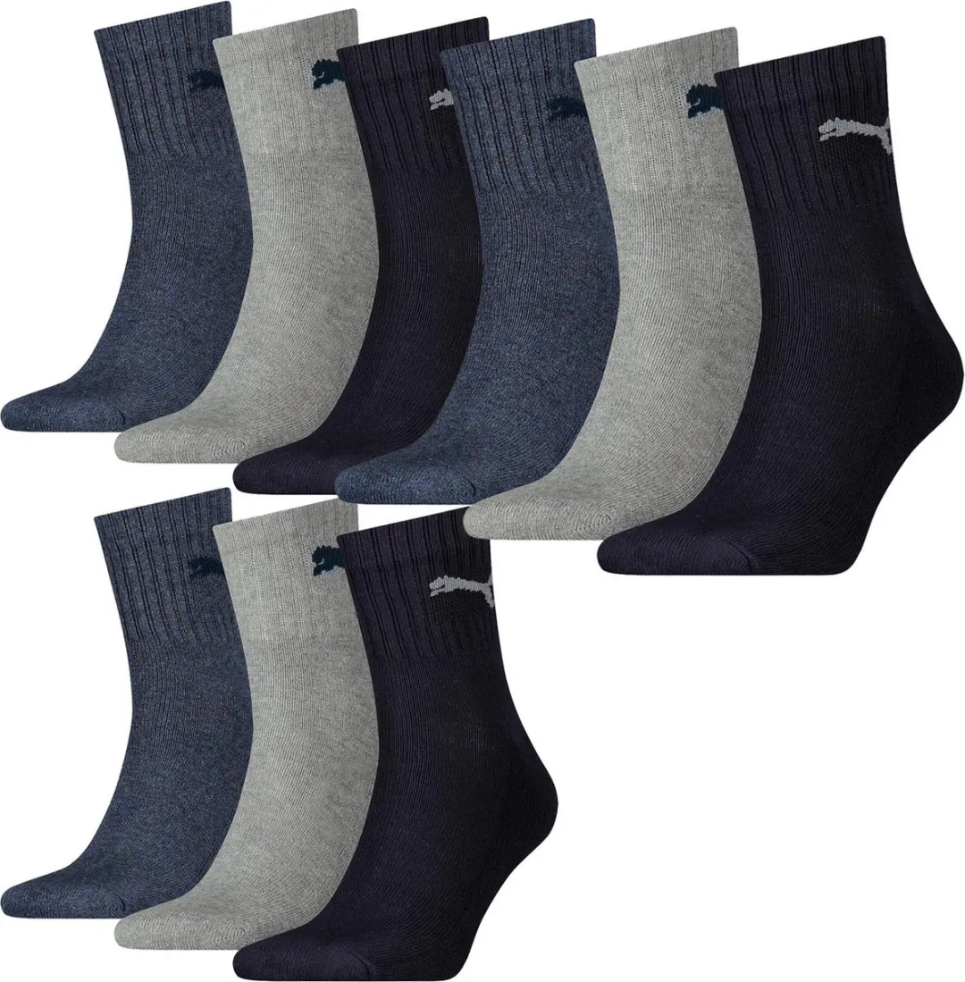 PUMA Sportsokken Multipack 9 Paar - Maat 35-49 - Grijs/Wit/Zwart