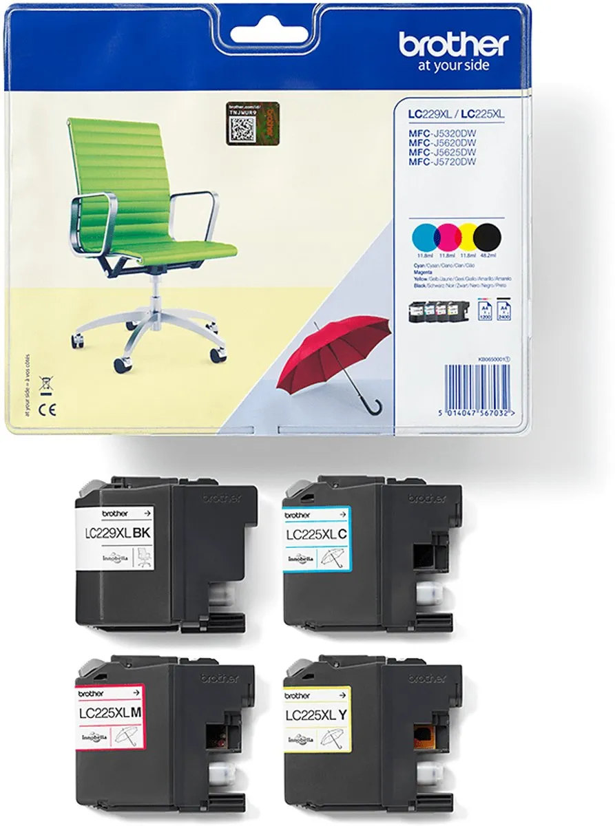 Brother LC-229XL Inktcartridge - 4 Kleuren (Zwart/Cyaan/Magenta/Geel) - 78ml