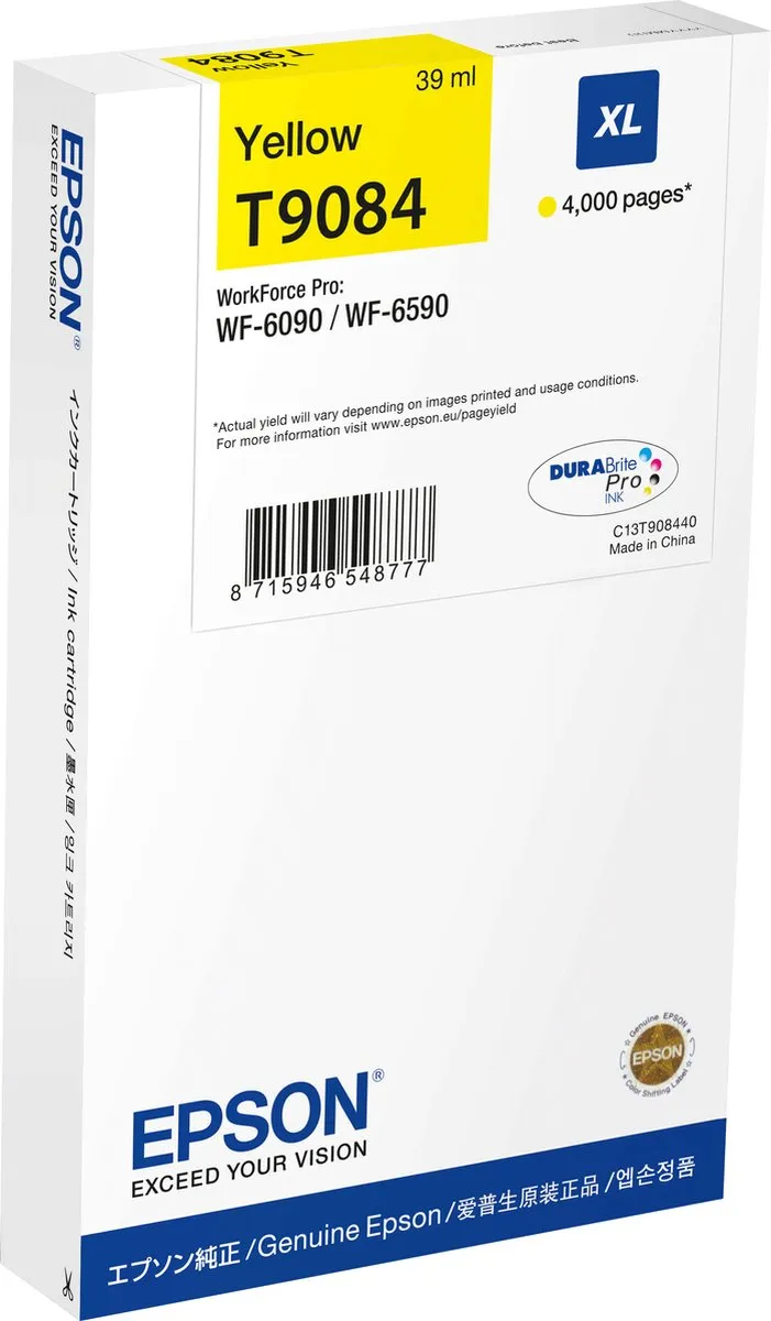 Epson T9084 Geel XL Cartridge - 4000 pagina's