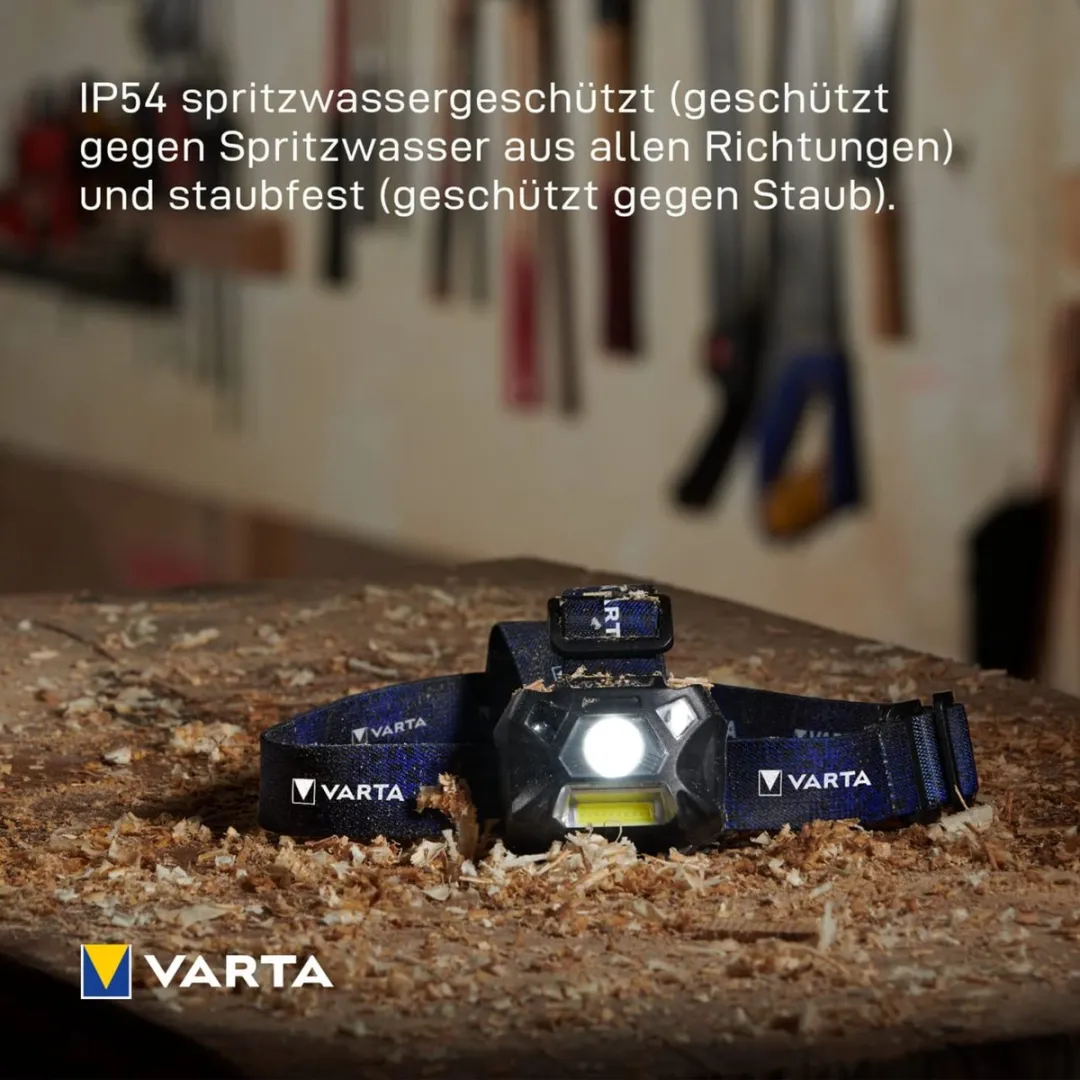 Varta Work Flex Motion Sensor H20 LED Hoofdlamp 150lm - Zwart/Blauw - afbeelding 6 van 6