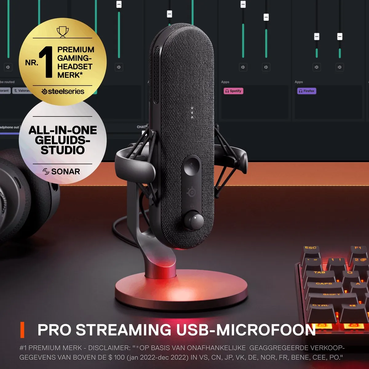 SteelSeries Alias 61601 USB Gaming Microfoon - Zwart