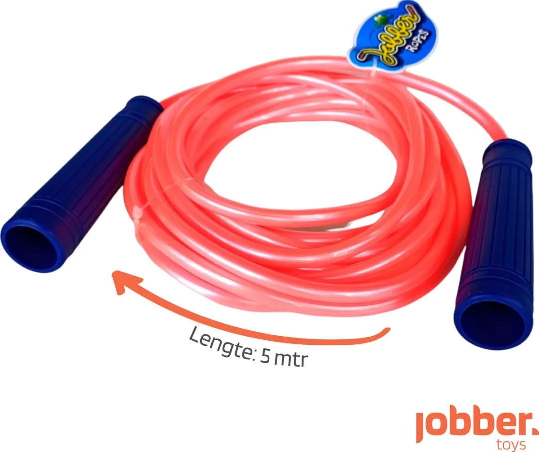 Jobber Toys Lang Springtouw 5m - Roze & Rood - 2 Stuks