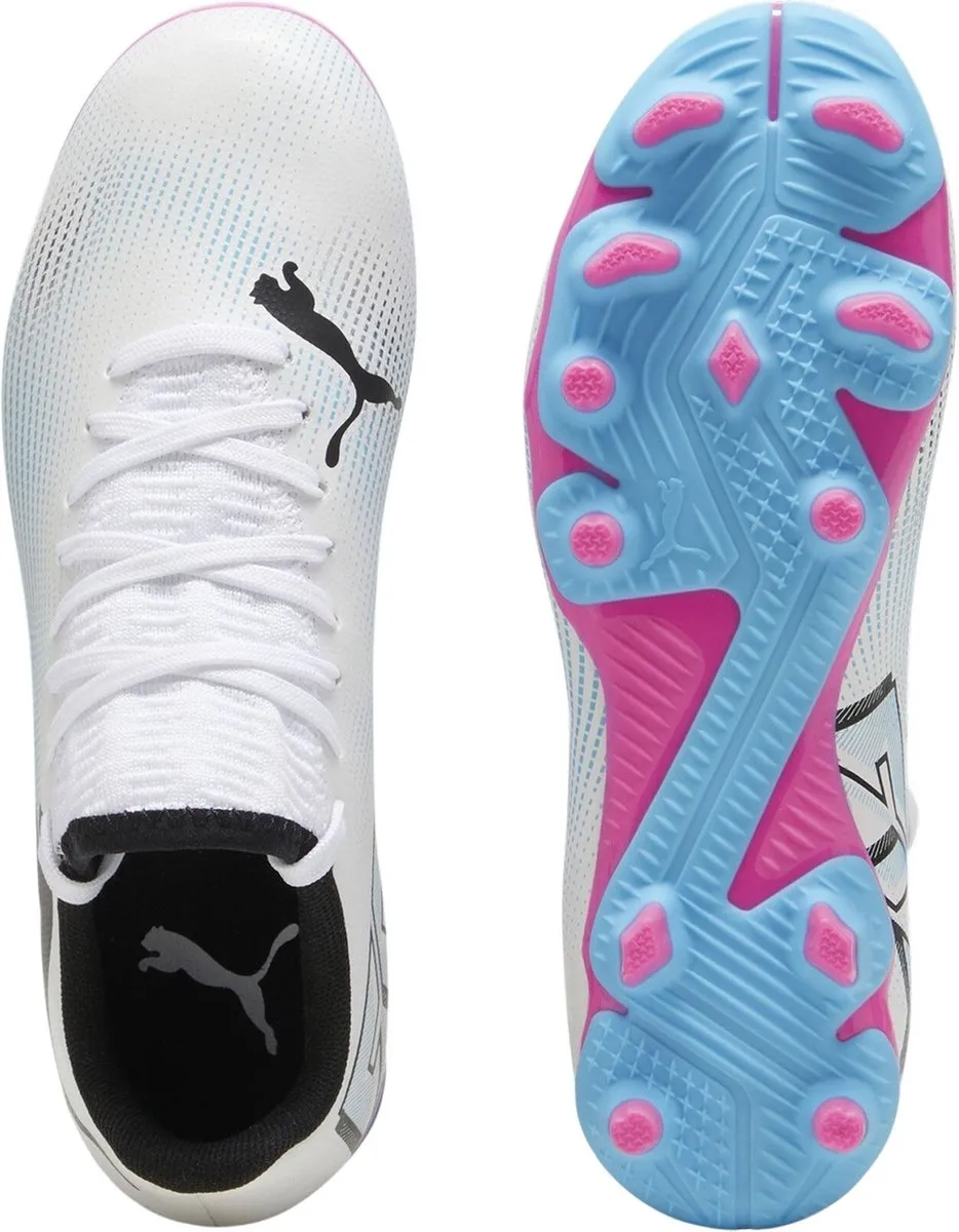 PUMA Future Play Voetbalschoenen Junior 28 - FG/AG - Wit/Zwart/Blauw/Rood