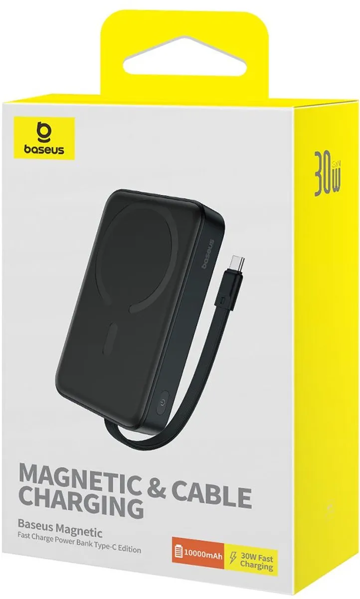 Baseus Magnetic Mini 10000mAh Powerbank 30W - Zwart + USB-C Kabel 60W - afbeelding 6 van 6