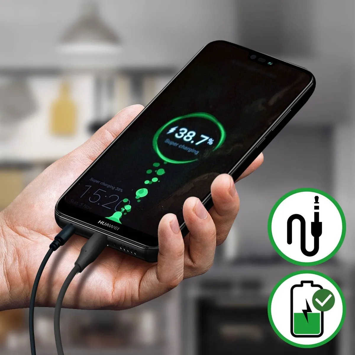 Huawei P20 Lite Flexkabel + Oplaadstekker - Zwart