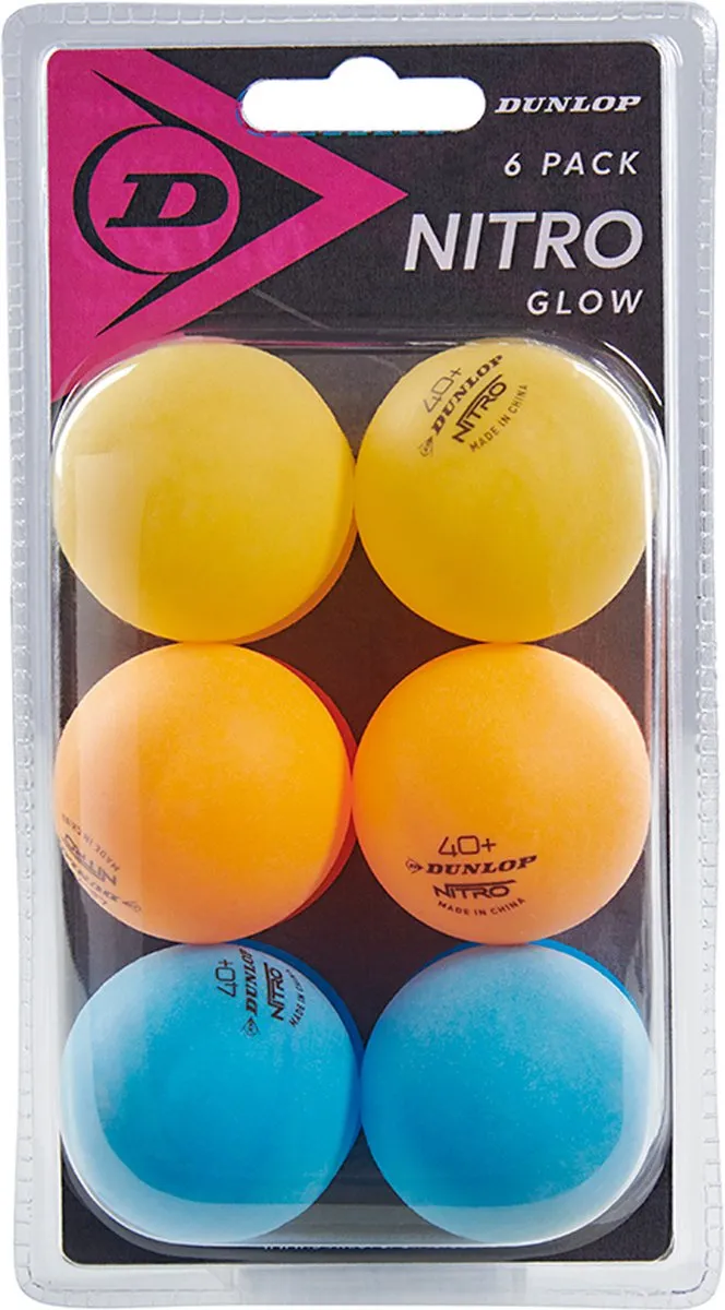 Dunlop Nitro Glow 40+ Tafeltennisbal - 6 Stuks