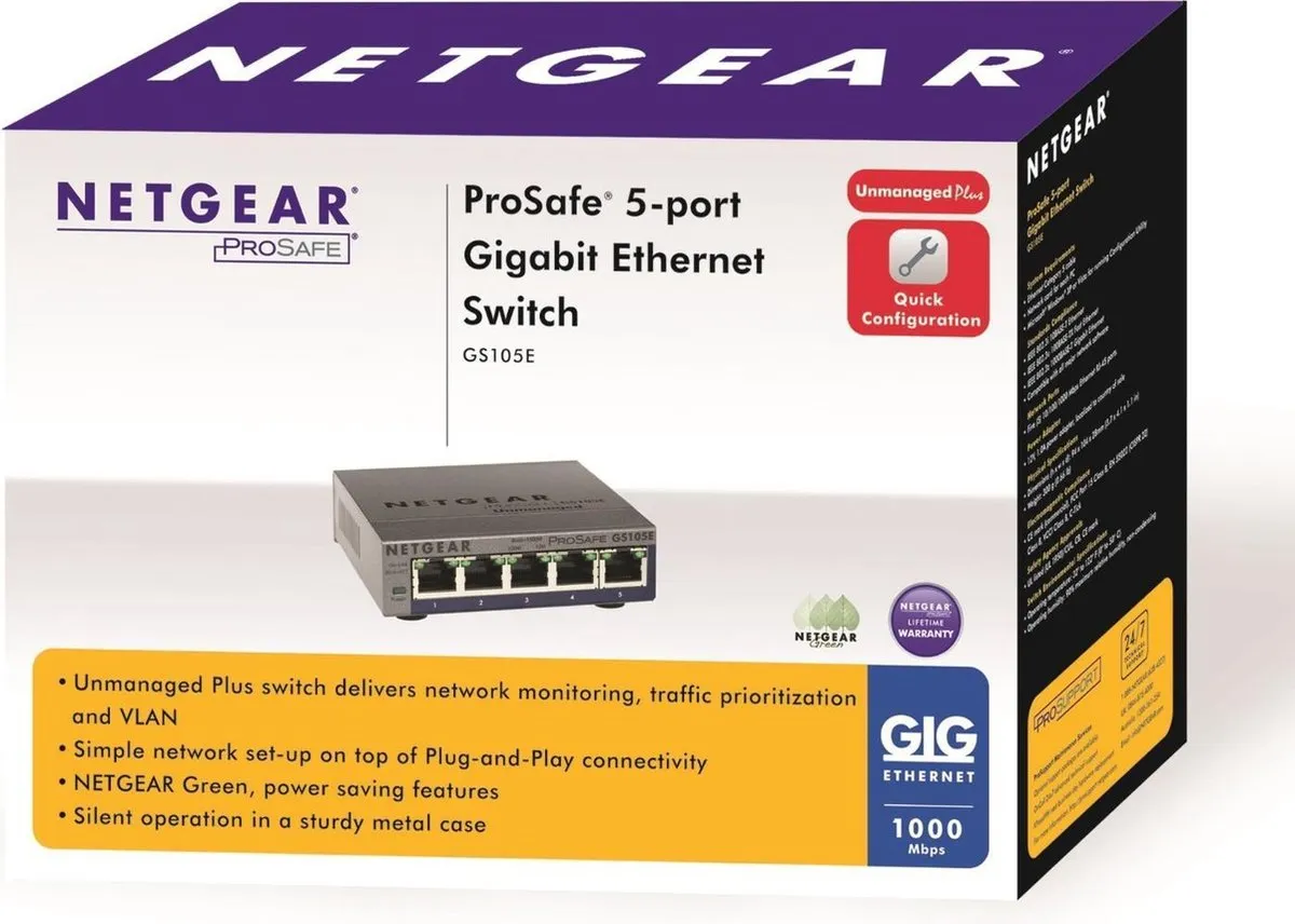 Netgear GS105E Managed Switch 5 Poorten - 10 Gbps