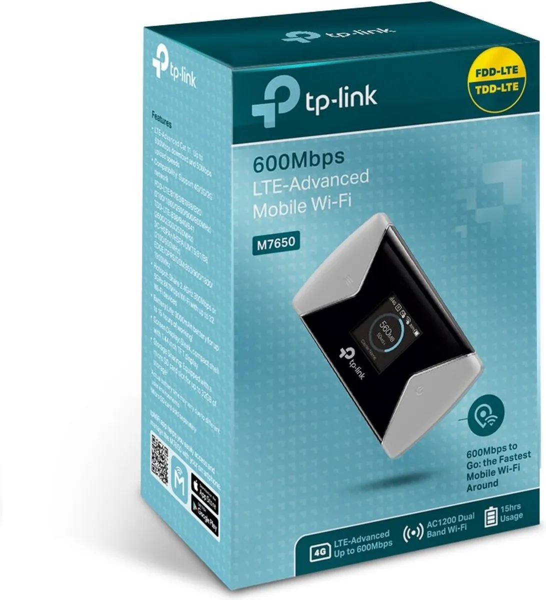 TP-Link M7650 MiFi Router - 32 Gebruikers - Zwart