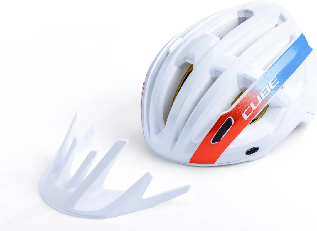 Cube Offpath Teamline Fietshelm - 19 Ventilatiegaten - XL - Wit/Rood/Blauw